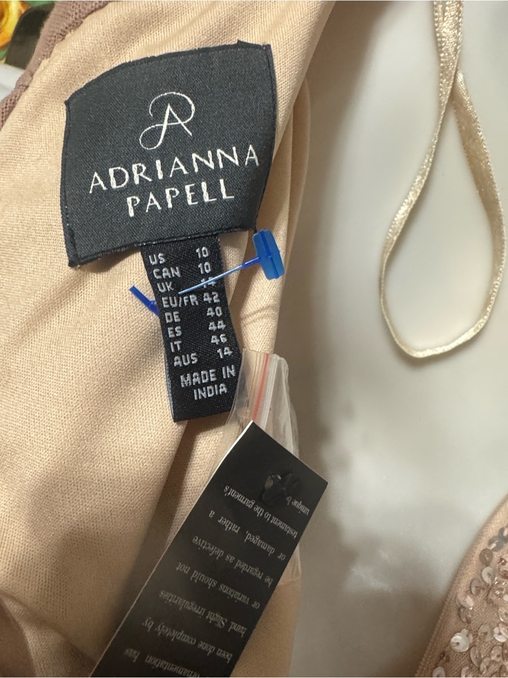 Adrianna Papell Rose Gold Beaded Flutter Sleeve Scoopnevk Sheath Dress - Picture 11 of 13